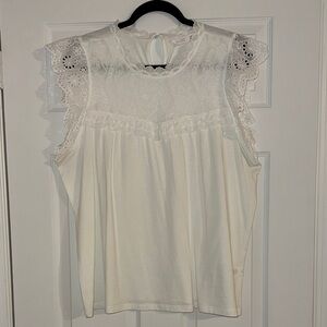 LC Lauren Conrad Cream Lace Blouse